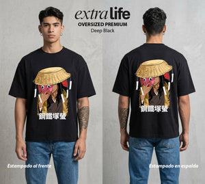 Cazadores de la Noche | El Artesano del Bien #01025 - Playera Oversized Premium | Deep Black - Foto en modelo