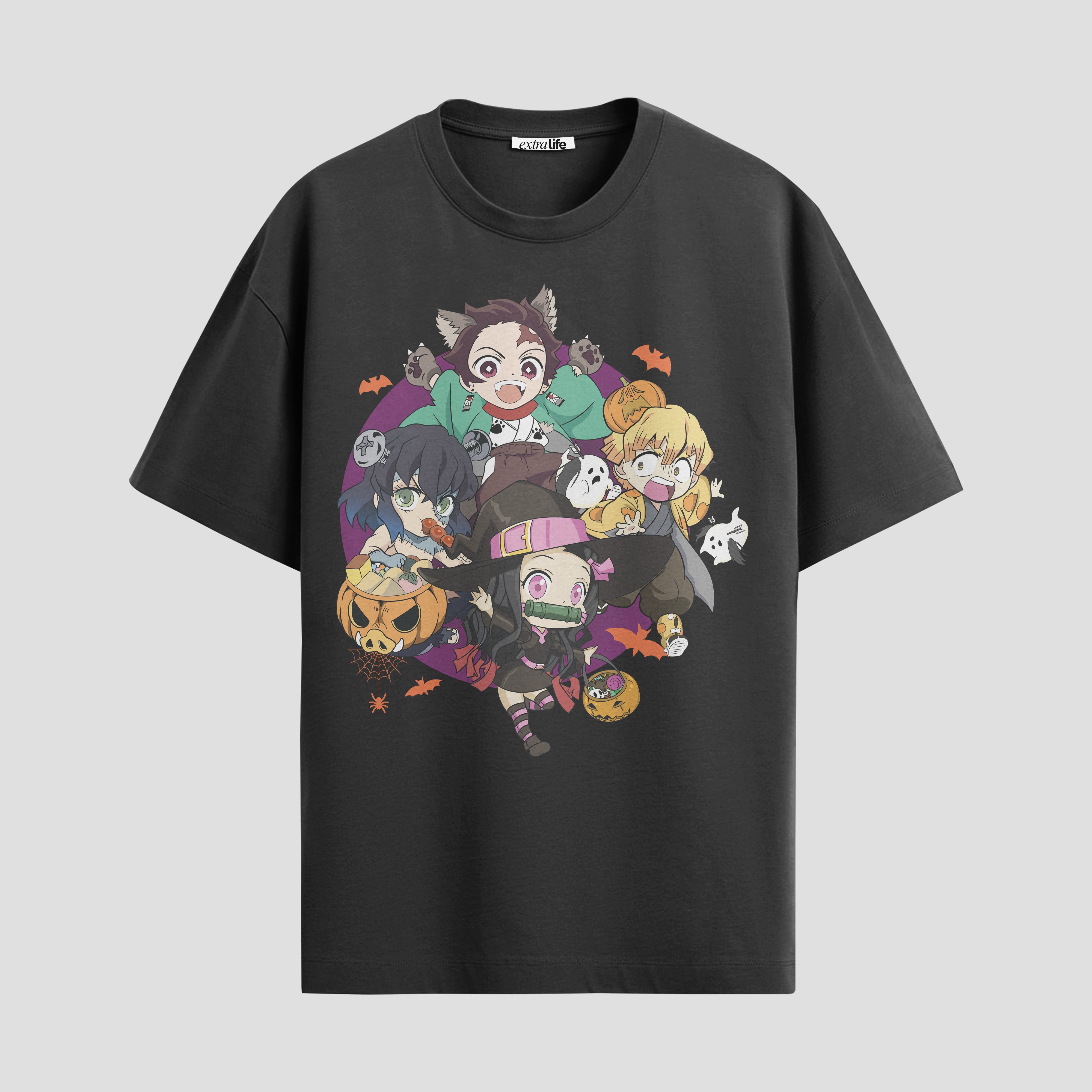 Playera urbana de anime y gaming ExtraLife MX, corte Standard Fit unisex ligero y transpirable en color Deep Black y Pure White, ropa de uso diario para gym y casual.