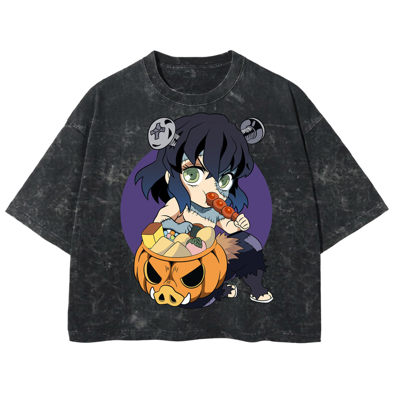 Playera streetwear premium de anime y gaming ExtraLife MX, corte boxy deluxe mineral wash heavyweight en color Acid Wash, moda urbana mexicana de culto.