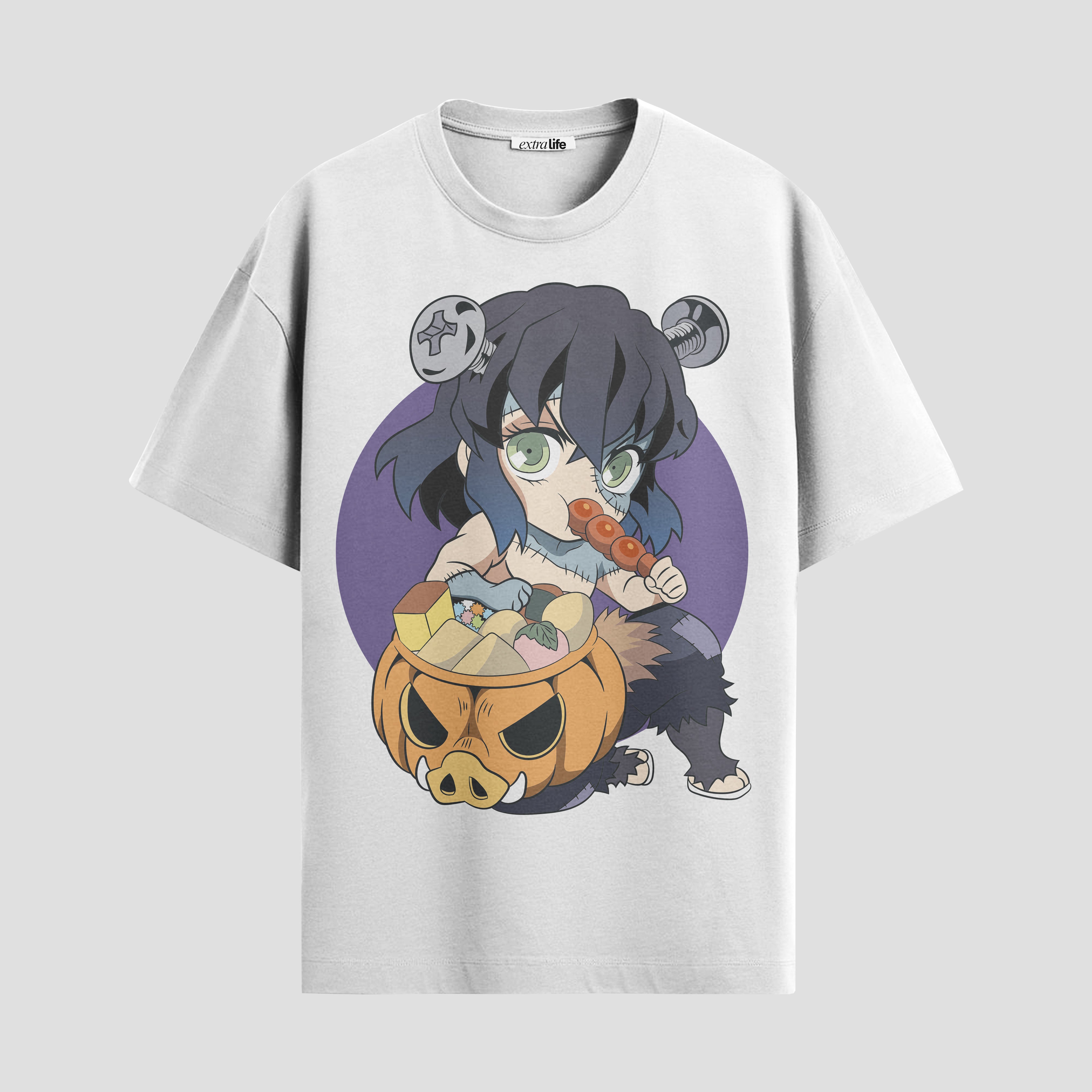 Playera urbana de anime y gaming ExtraLife MX, corte Standard Fit unisex ligero y transpirable en color Deep Black y Pure White, ropa de uso diario para gym y casual.