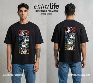 Cazadores de la Noche | El Miedo Hecho Demonio #01031 - Playera Oversized Premium | Deep Black - Foto en modelo