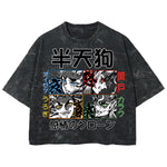 Playera streetwear premium de anime y gaming ExtraLife MX, corte boxy deluxe mineral wash heavyweight en color Acid Wash, moda urbana mexicana de culto.