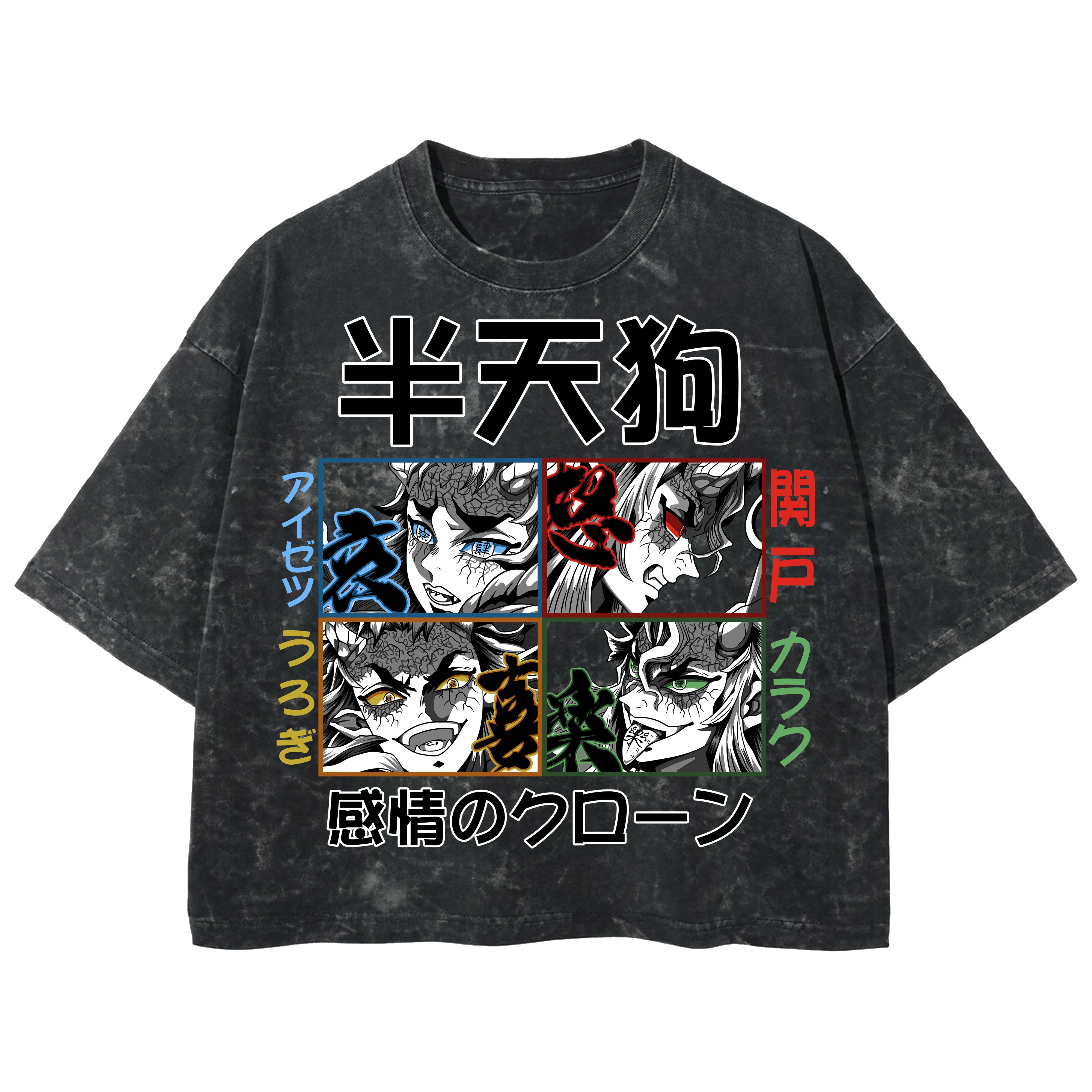 Playera streetwear premium de anime y gaming ExtraLife MX, corte boxy deluxe mineral wash heavyweight en color Acid Wash, moda urbana mexicana de culto.