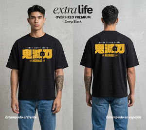 Cazadores de la Noche | Demon Slayer Hashiras #01034 - Playera Oversized Premium | Deep Black - Foto en modelo