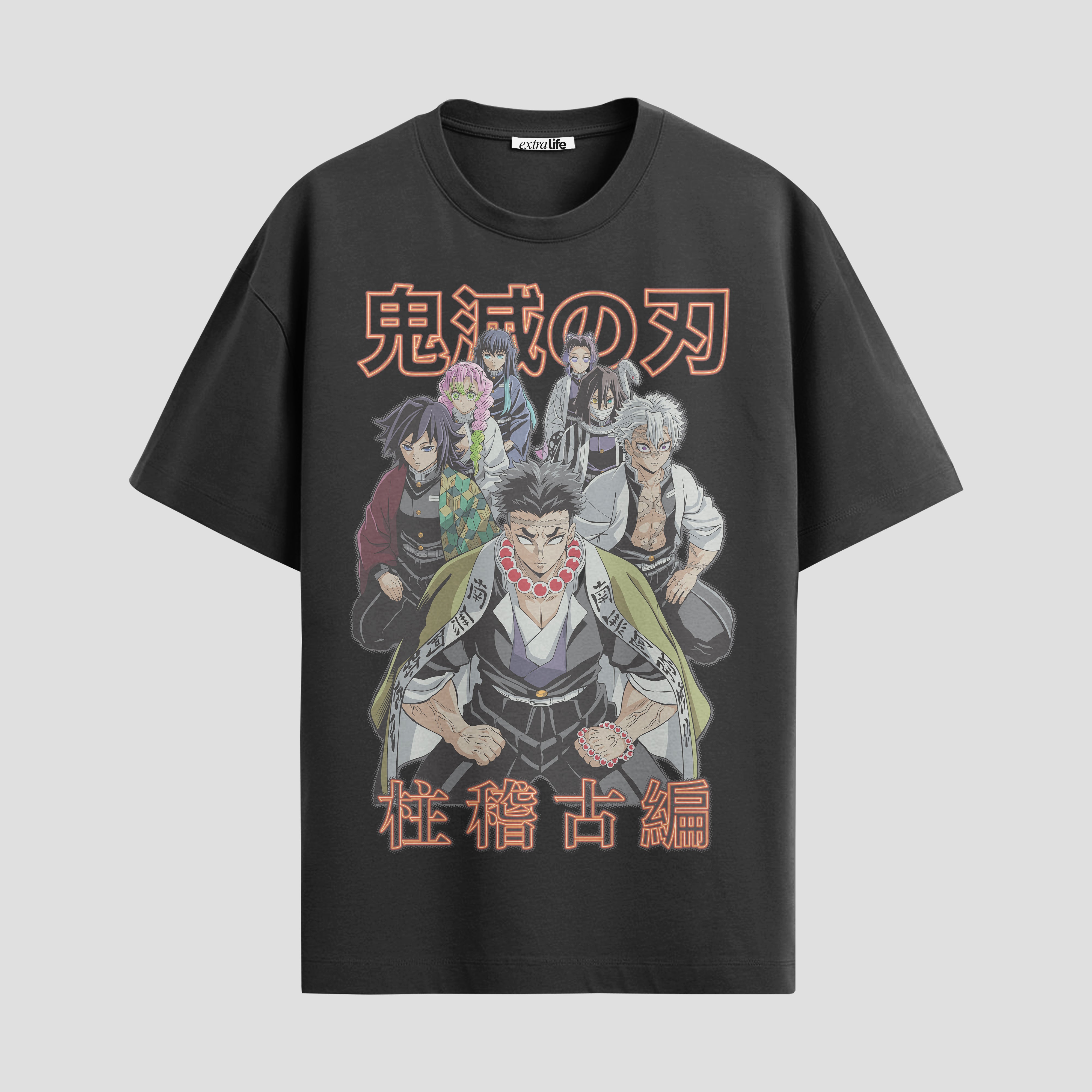 Playera urbana de anime y gaming ExtraLife MX, corte Standard Fit unisex ligero y transpirable en color Deep Black y Pure White, ropa de uso diario para gym y casual.