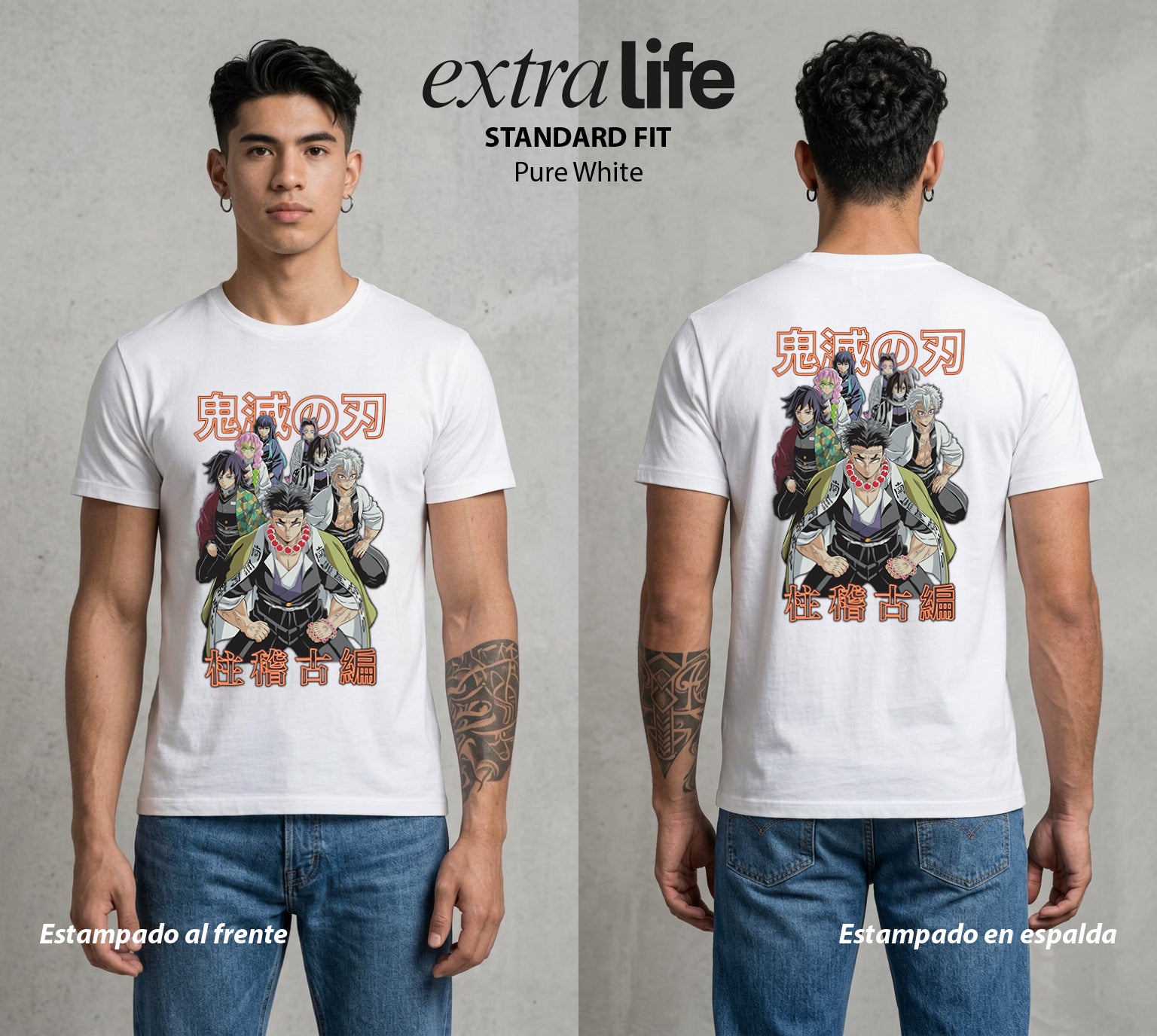 Cazadores de la Noche | Demon Slayer Hashiras #01036 - Playera Standard Fit | Pure White - Foto en modelo