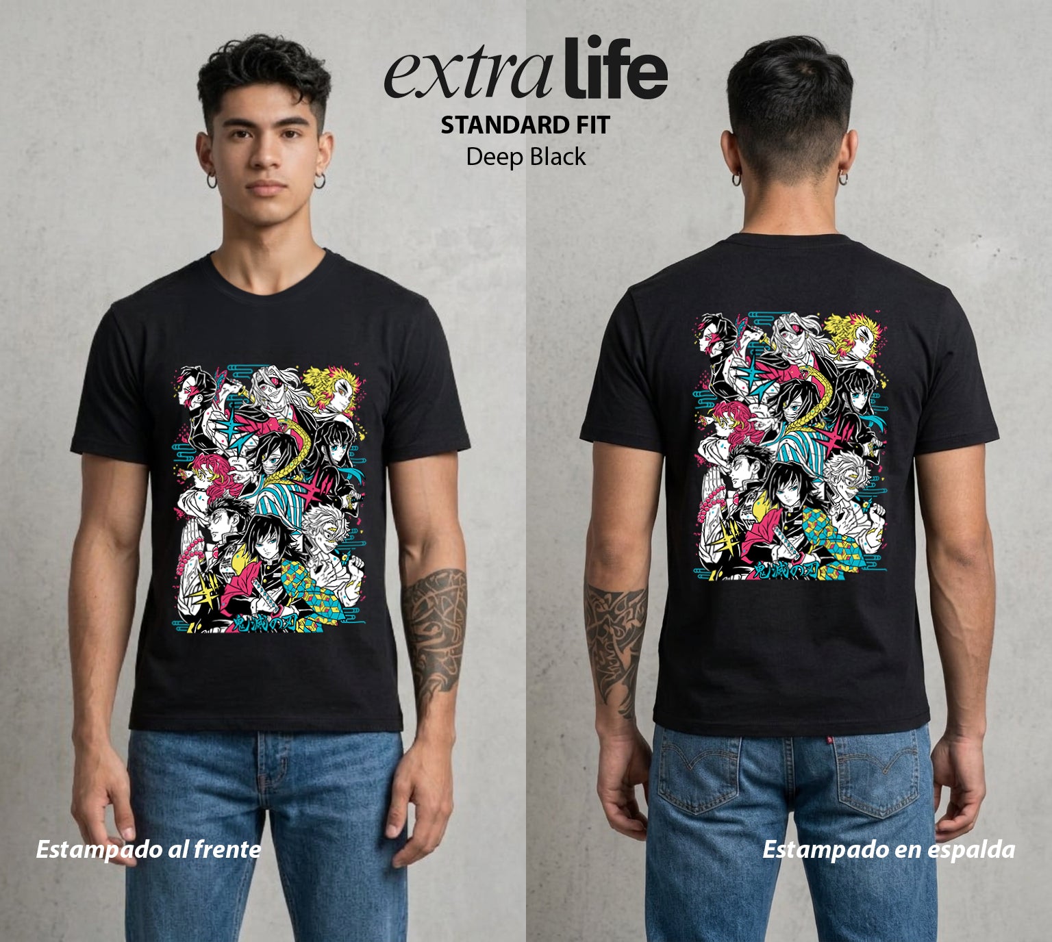 Cazadores de la Noche | Demon Slayer Hashiras #01038 - Playera Standard Fit | Deep Black - Foto en modelo