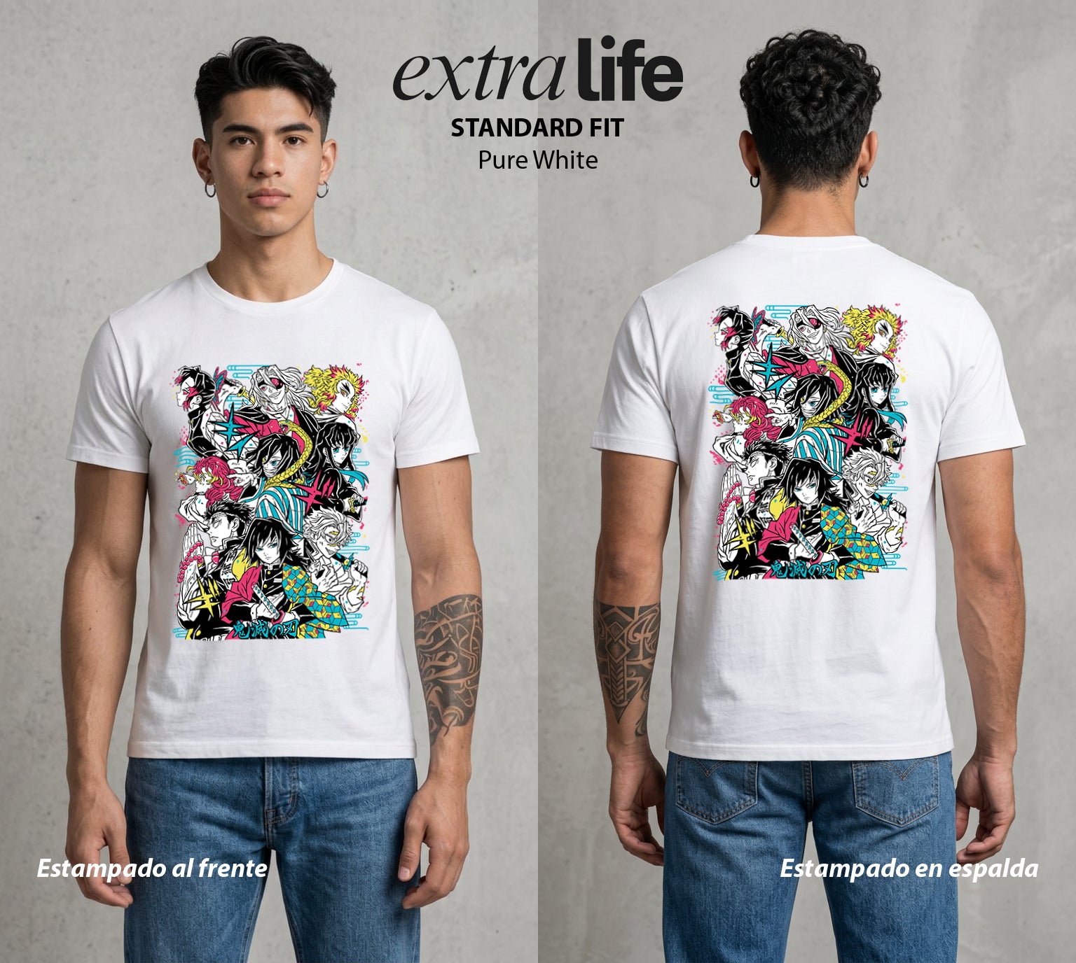 Cazadores de la Noche | Demon Slayer Hashiras #01038 - Playera Standard Fit | Pure White - Foto en modelo