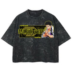 Playera streetwear premium de anime y gaming ExtraLife MX, corte boxy deluxe mineral wash heavyweight en color Acid Wash, moda urbana mexicana de culto.