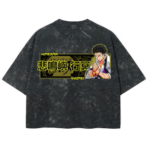 Playera streetwear premium de anime y gaming ExtraLife MX, corte boxy deluxe mineral wash heavyweight en color Acid Wash, moda urbana mexicana de culto.