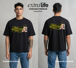 Cazadores de la Noche | Demon Slayer Himejima #01040 - Playera Oversized Premium | Deep Black - Foto en modelo