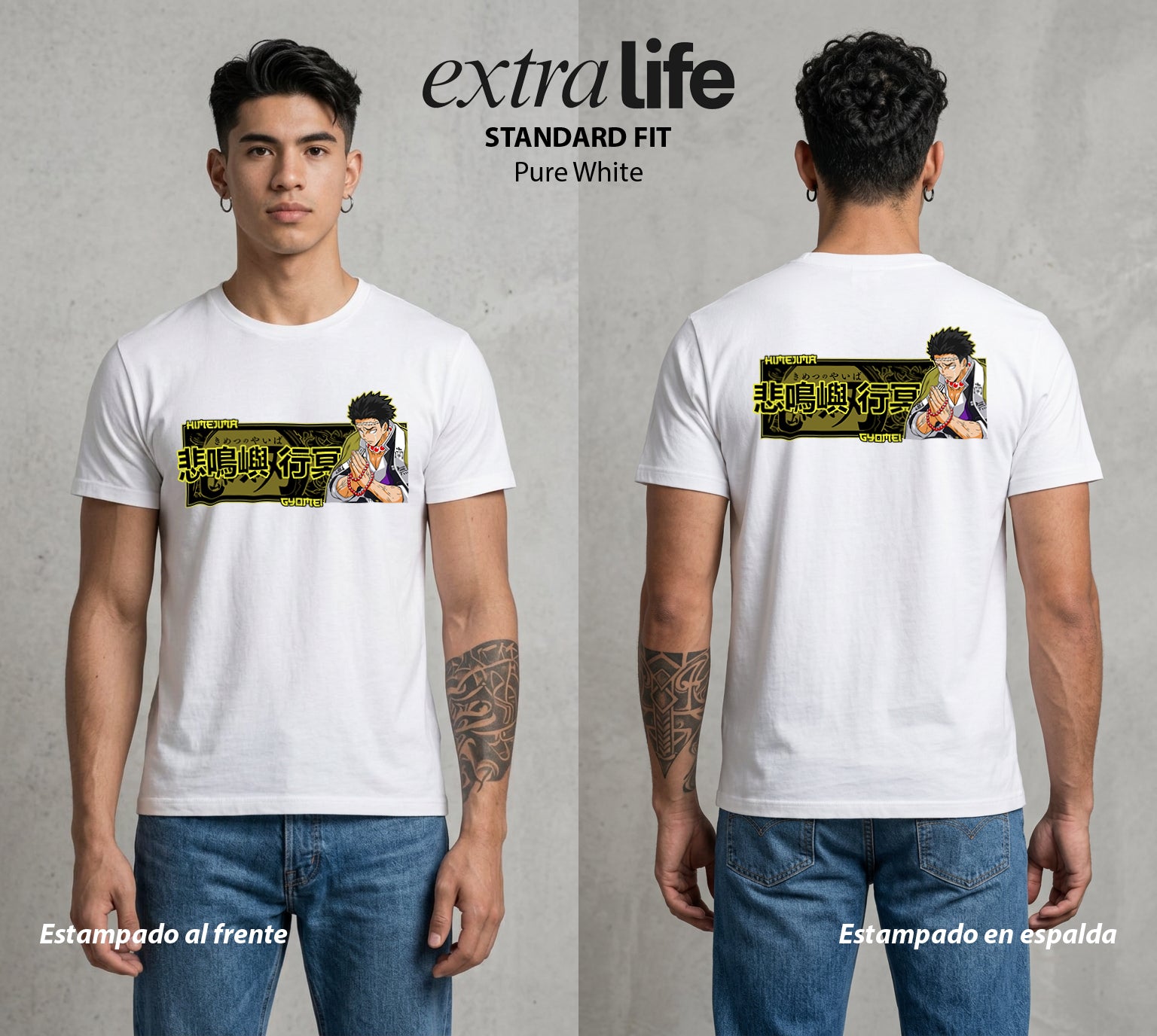 Cazadores de la Noche | Demon Slayer Himejima #01040 - Playera Standard Fit | Pure White - Foto en modelo