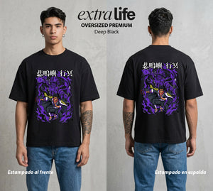 Cazadores de la Noche | Demon Slayer Himejima #01041 - Playera Oversized Premium | Deep Black - Foto en modelo