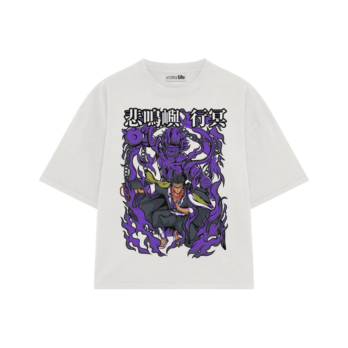 Playera streetwear premium de anime y gaming ExtraLife MX, corte oversized drop shoulder ligero y fresco en color Deep Black y Off-White, moda urbana mexicana de culto.