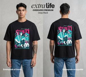 Cazadores de la Noche | La Pasion del Metal #01043 - Playera Oversized Premium | Deep Black - Foto en modelo