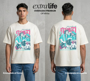 Cazadores de la Noche | La Pasion del Metal #01043 - Playera Oversized Premium | Off White - Foto en modelo