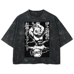 Playera streetwear premium de anime y gaming ExtraLife MX, corte boxy deluxe mineral wash heavyweight en color Acid Wash, moda urbana mexicana de culto.