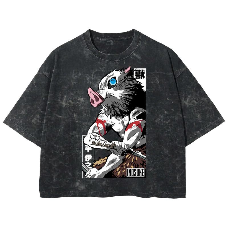 Playera streetwear premium de anime y gaming ExtraLife MX, corte boxy deluxe mineral wash heavyweight en color Acid Wash, moda urbana mexicana de culto.