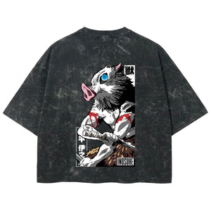 Playera streetwear premium de anime y gaming ExtraLife MX, corte boxy deluxe mineral wash heavyweight en color Acid Wash, moda urbana mexicana de culto.