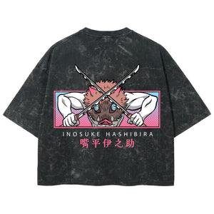 Playera streetwear premium de anime y gaming ExtraLife MX, corte boxy deluxe mineral wash heavyweight en color Acid Wash, moda urbana mexicana de culto.