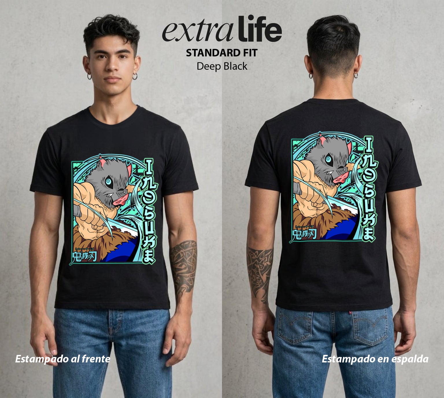 Cazadores de la Noche | Mascara de Jabali #01051 - Playera Standard Fit | Deep Black - Foto en modelo