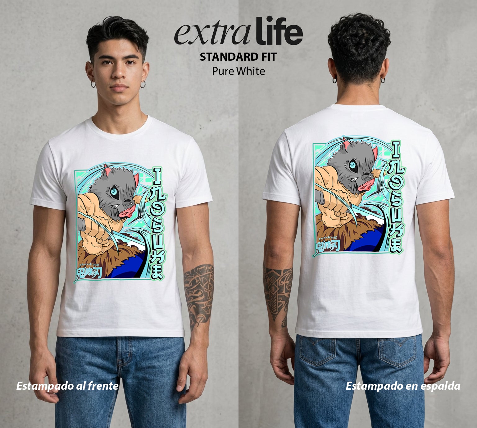 Cazadores de la Noche | Mascara de Jabali #01051 - Playera Standard Fit | Pure White - Foto en modelo