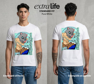 Cazadores de la Noche | Mascara de Jabali #01051 - Playera Standard Fit | Pure White - Foto en modelo
