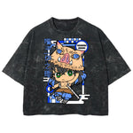 Playera streetwear premium de anime y gaming ExtraLife MX, corte boxy deluxe mineral wash heavyweight en color Acid Wash, moda urbana mexicana de culto.