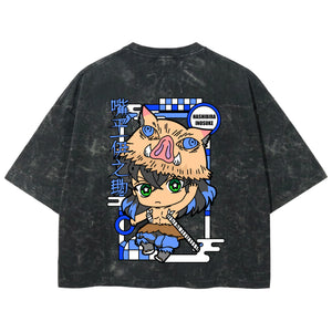 Playera streetwear premium de anime y gaming ExtraLife MX, corte boxy deluxe mineral wash heavyweight en color Acid Wash, moda urbana mexicana de culto.