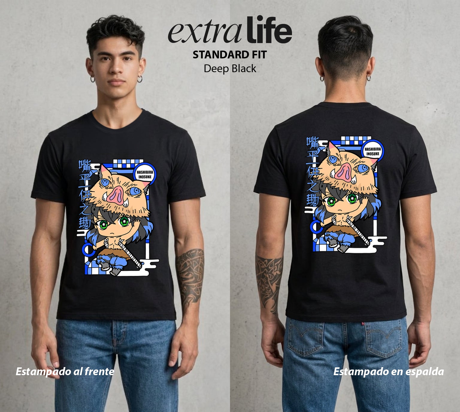 Cazadores de la Noche | El Salvaje del Monte #01052 - Playera Standard Fit | Deep Black - Foto en modelo