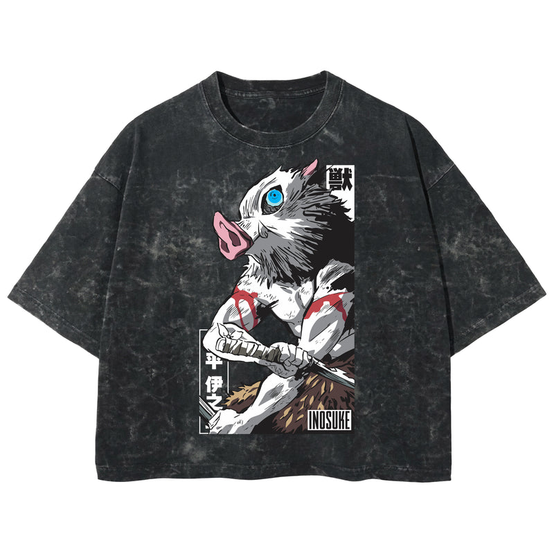 Playera streetwear premium de anime y gaming ExtraLife MX, corte boxy deluxe mineral wash heavyweight en color Acid Wash, moda urbana mexicana de culto.