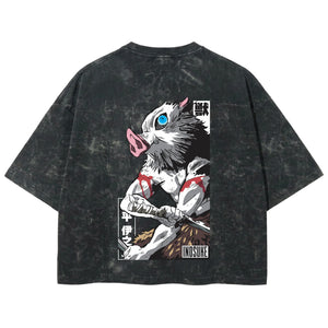 Playera streetwear premium de anime y gaming ExtraLife MX, corte boxy deluxe mineral wash heavyweight en color Acid Wash, moda urbana mexicana de culto.