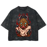 Playera streetwear premium de anime y gaming ExtraLife MX, corte boxy deluxe mineral wash heavyweight en color Acid Wash, moda urbana mexicana de culto.