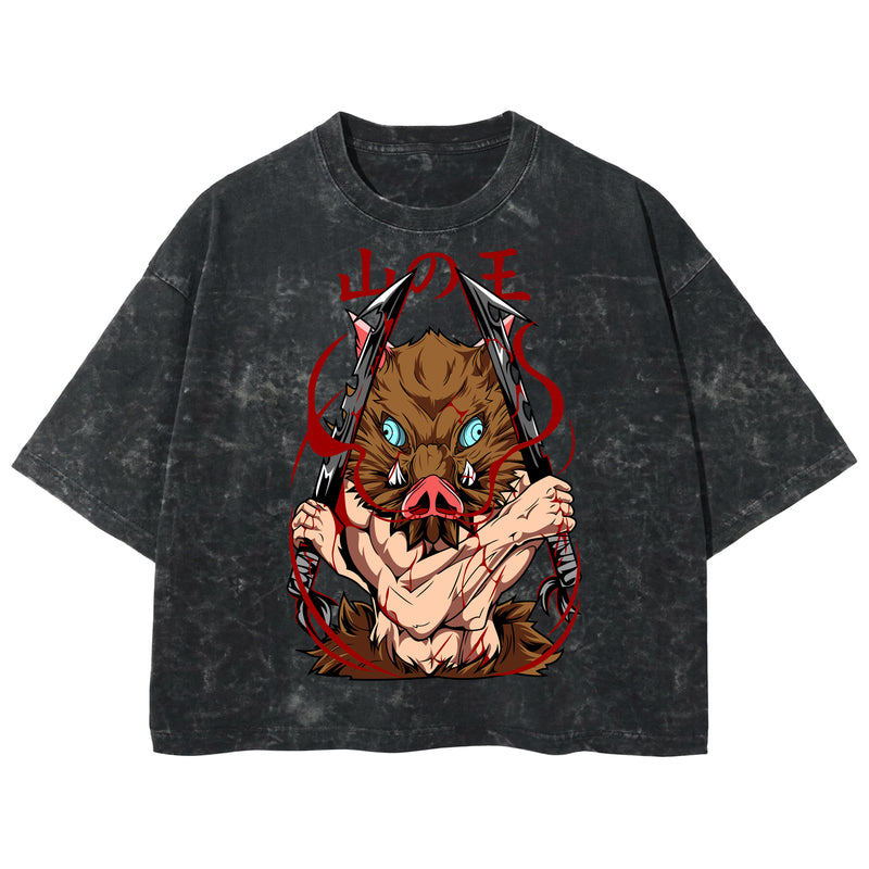 Playera streetwear premium de anime y gaming ExtraLife MX, corte boxy deluxe mineral wash heavyweight en color Acid Wash, moda urbana mexicana de culto.