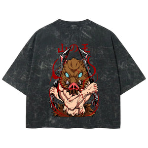Playera streetwear premium de anime y gaming ExtraLife MX, corte boxy deluxe mineral wash heavyweight en color Acid Wash, moda urbana mexicana de culto.