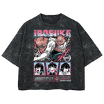Playera streetwear premium de anime y gaming ExtraLife MX, corte boxy deluxe mineral wash heavyweight en color Acid Wash, moda urbana mexicana de culto.
