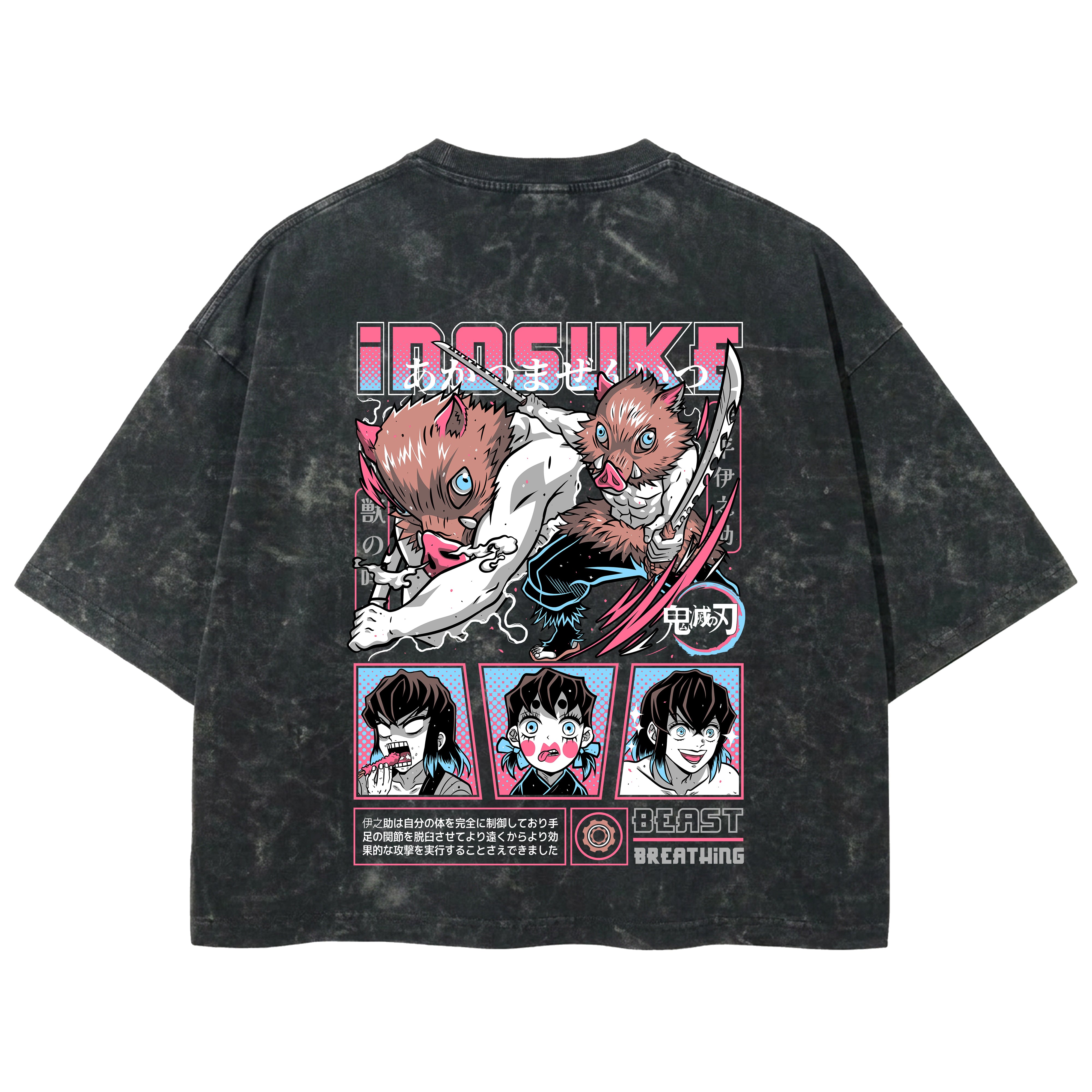Playera streetwear premium de anime y gaming ExtraLife MX, corte boxy deluxe mineral wash heavyweight en color Acid Wash, moda urbana mexicana de culto.