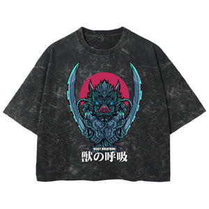 Playera streetwear premium de anime y gaming ExtraLife MX, corte boxy deluxe mineral wash heavyweight en color Acid Wash, moda urbana mexicana de culto.