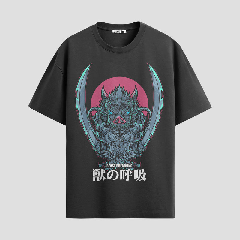 Playera urbana de anime y gaming ExtraLife MX, corte Standard Fit unisex ligero y transpirable en color Deep Black y Pure White, ropa de uso diario para gym y casual.