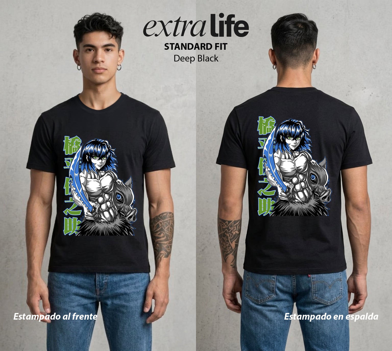 Cazadores de la Noche | El Salvaje del Monte #01057 - Playera Standard Fit | Deep Black - Foto en modelo
