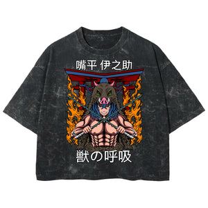 Playera streetwear premium de anime y gaming ExtraLife MX, corte boxy deluxe mineral wash heavyweight en color Acid Wash, moda urbana mexicana de culto.