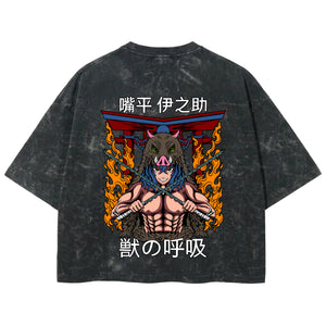 Playera streetwear premium de anime y gaming ExtraLife MX, corte boxy deluxe mineral wash heavyweight en color Acid Wash, moda urbana mexicana de culto.