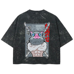 Playera streetwear premium de anime y gaming ExtraLife MX, corte boxy deluxe mineral wash heavyweight en color Acid Wash, moda urbana mexicana de culto.