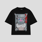 Playera streetwear premium de anime y gaming ExtraLife MX, corte oversized drop shoulder ligero y fresco en color Deep Black y Off-White, moda urbana mexicana de culto.