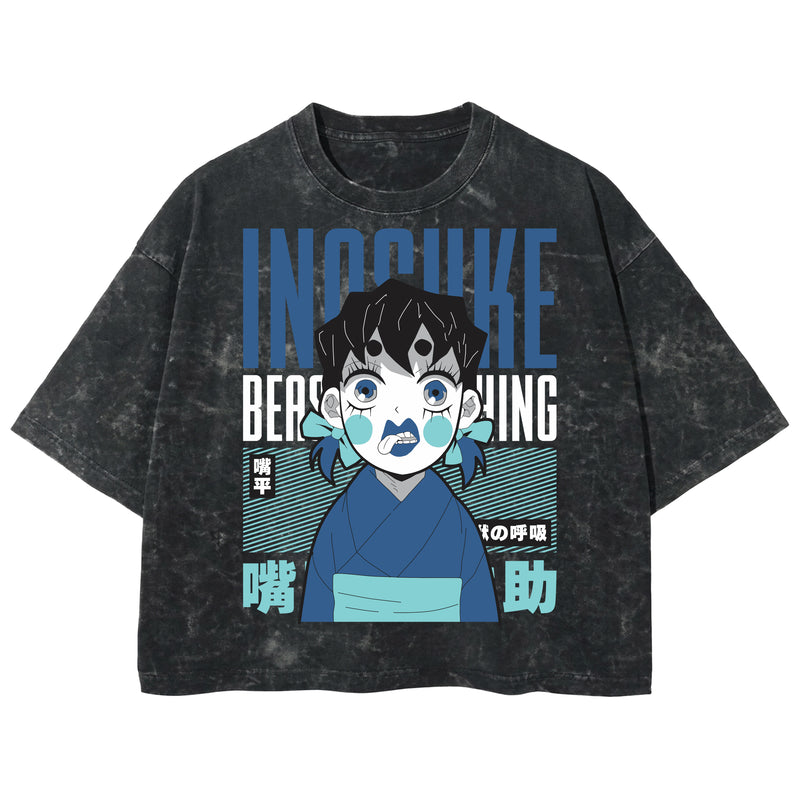 Playera streetwear premium de anime y gaming ExtraLife MX, corte boxy deluxe mineral wash heavyweight en color Acid Wash, moda urbana mexicana de culto.