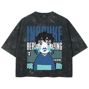 Playera streetwear premium de anime y gaming ExtraLife MX, corte boxy deluxe mineral wash heavyweight en color Acid Wash, moda urbana mexicana de culto.