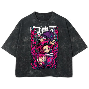 Playera streetwear premium de anime y gaming ExtraLife MX, corte boxy deluxe mineral wash heavyweight en color Acid Wash, moda urbana mexicana de culto.