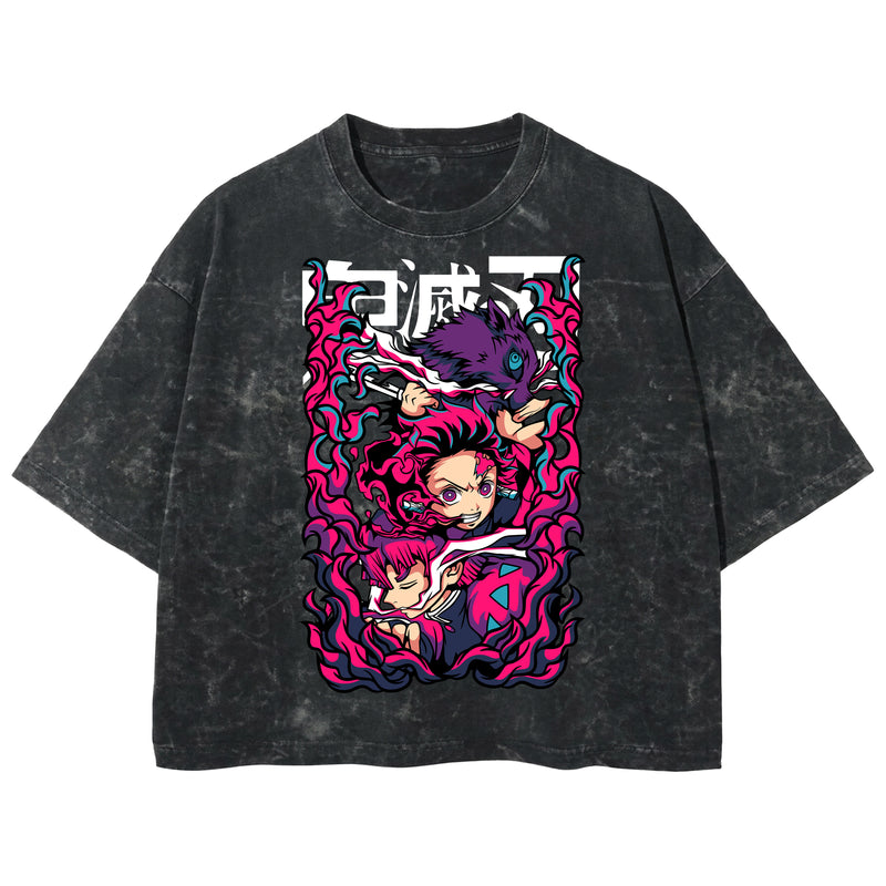 Playera streetwear premium de anime y gaming ExtraLife MX, corte boxy deluxe mineral wash heavyweight en color Acid Wash, moda urbana mexicana de culto.