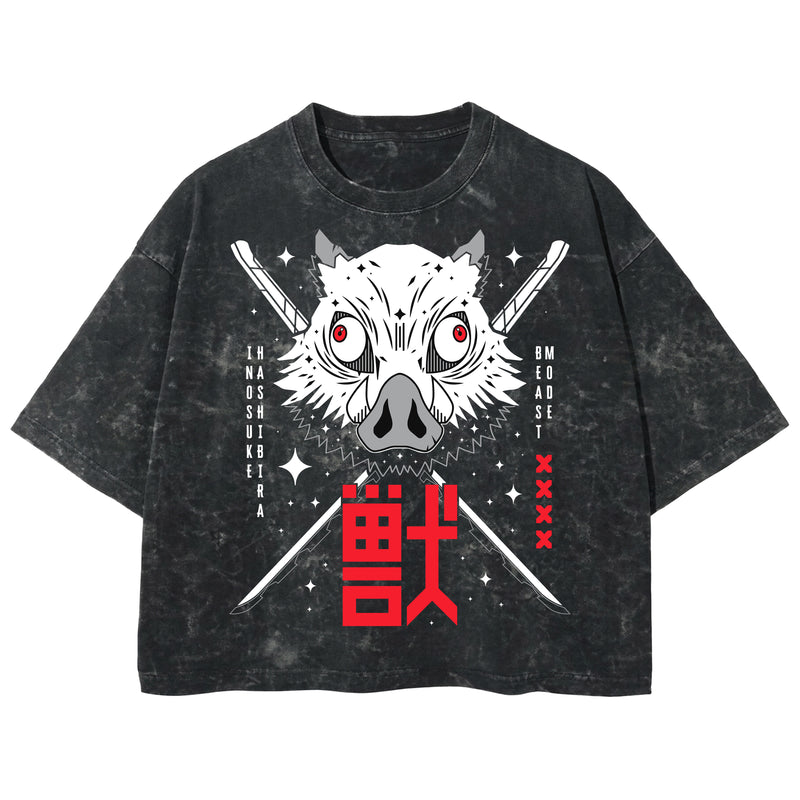 Playera streetwear premium de anime y gaming ExtraLife MX, corte boxy deluxe mineral wash heavyweight en color Acid Wash, moda urbana mexicana de culto.