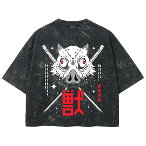 Playera streetwear premium de anime y gaming ExtraLife MX, corte boxy deluxe mineral wash heavyweight en color Acid Wash, moda urbana mexicana de culto.